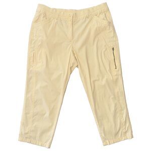 Chico’s Yellow Cropped Capri Pants Cotton Stretch Lightweight Casual Chic L
